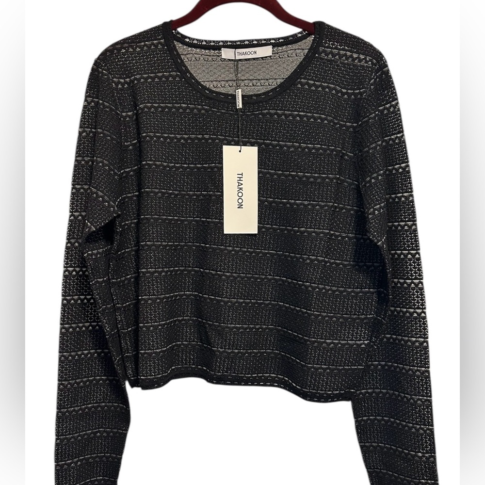 NWT Large Thakoon Black Lace Jacquard Women's Top